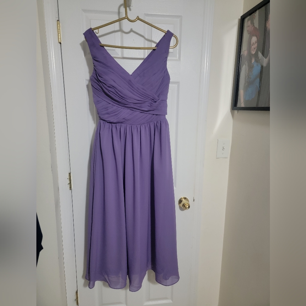 Purple Midi Ruched Wrap Sundress for Prom
